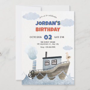 Cute ship birthday invitation