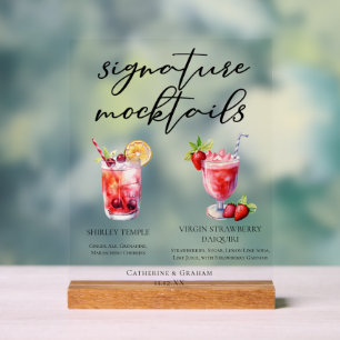 Cute Shirley Temple Strawberry Daiquiri Mocktails Acrylic Sign