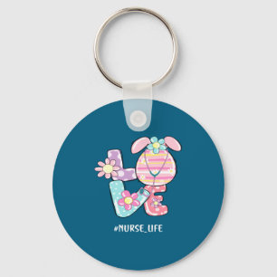 Cute Shirt Nurse Life Stethoscope Nursing Easter Key Ring