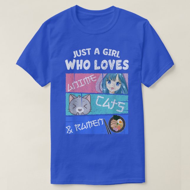 Cute Shirts Just A Girl Who Loves Anime Cats And R (Design Front)