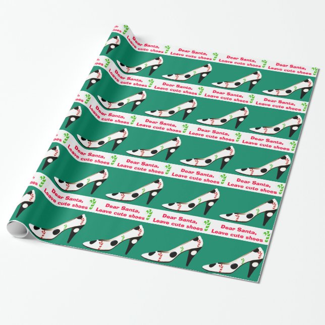 Cute Shoes Christmas red and green Wrapping Paper (Unrolled)