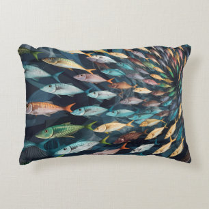 Cute shole of colourful fish decorative cushion