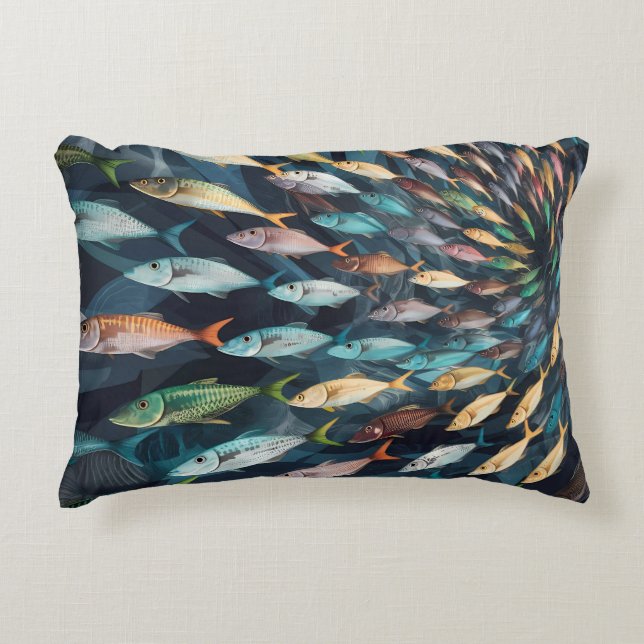 Cute shole of colourful fish decorative cushion (Front)