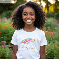 Cute Shooting Star Rainbow Custom Name Girl