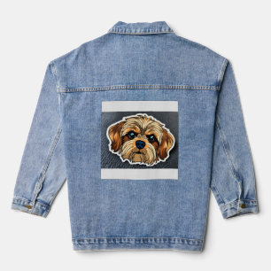Cute Shorkie Dog Sticker – Adorable Shih Tzu Yorki Denim Jacket