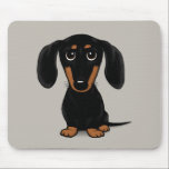 Cute Short Haired Black and Tan Dachshund Mouse Mat<br><div class="desc">Cartoon Wiener Dog Mousepad. Makes a Cute Gift for Doxie Lovers!</div>