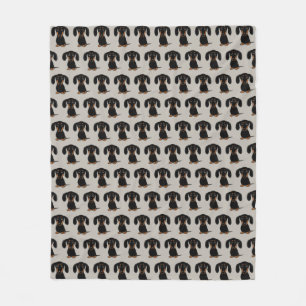 Cute Short Haired Black and Tan Dachshund Pattern Fleece Blanket