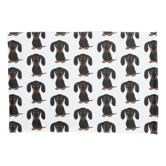 Cute Short Haired Black And Tan Dachshund Pattern Pillowcase