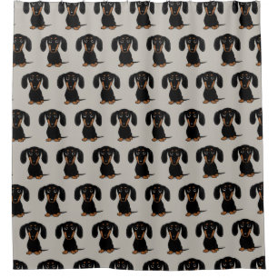 Cute Short Haired Black and Tan Dachshund Pattern Shower Curtain