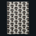 Cute Short Haired Black and Tan Dachshund Pattern Tea Towel<br><div class="desc">Wiener Dog Lover's Kitchen Towel</div>