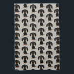 Cute Short Haired Black and Tan Dachshund Pattern Tea Towel<br><div class="desc">Wiener Dog Lover's Kitchen Towel</div>