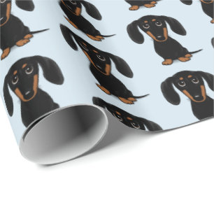 Cute Short Haired Black and Tan Dachshund Pattern Wrapping Paper
