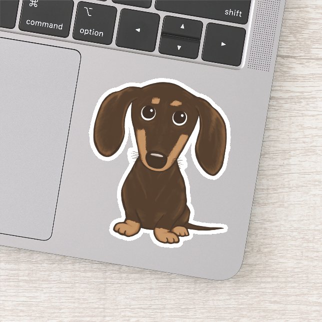 Cute Shorthaired Chocolate Dachshund Cartoon (Detail)