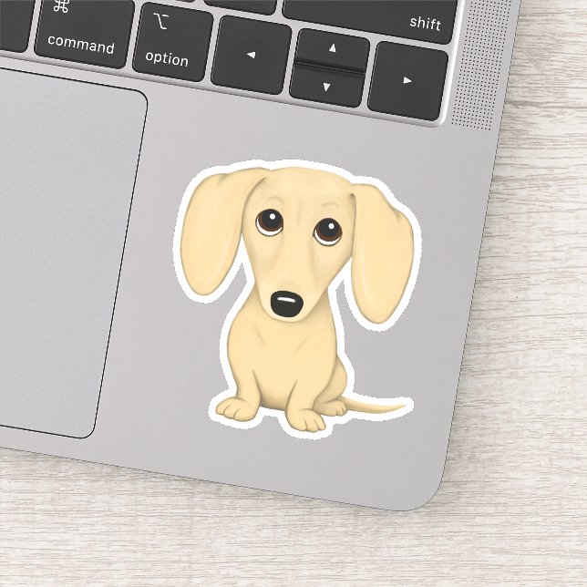 Cute Shorthaired Cream Dachshund Cartoon Dog (Detail)