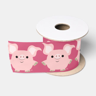 Cute Shorty Cartoon Pig 3" Ribbon Satin Ribbon