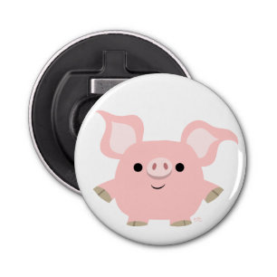 Cute Shorty Cartoon Pig Button Bottle Opener