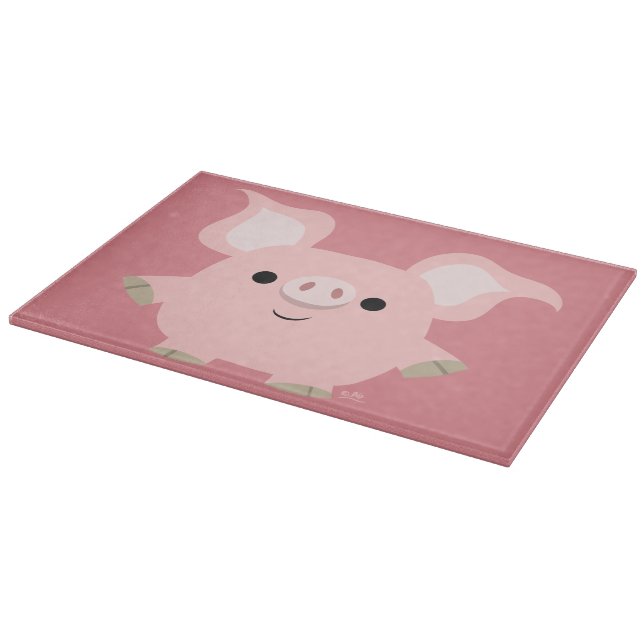 Cute Shorty Cartoon Pig Cutting Board (Corner)