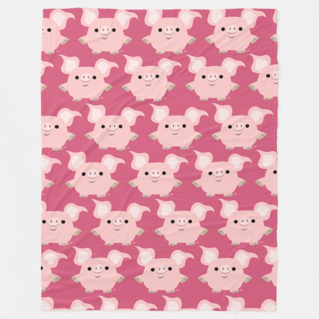 Cute Shorty Cartoon Pig Fleece Blanket (Front)
