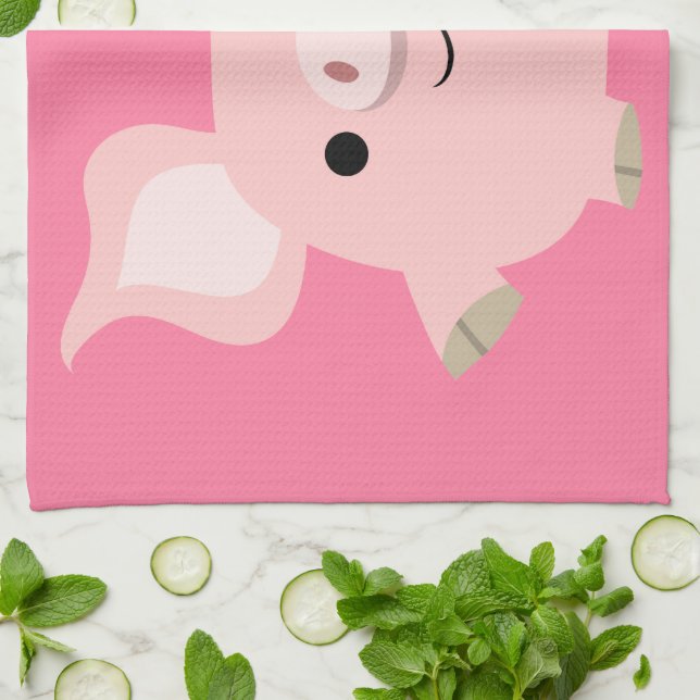 Cute Shorty Cartoon Pig Kitchen Towel (Folded)