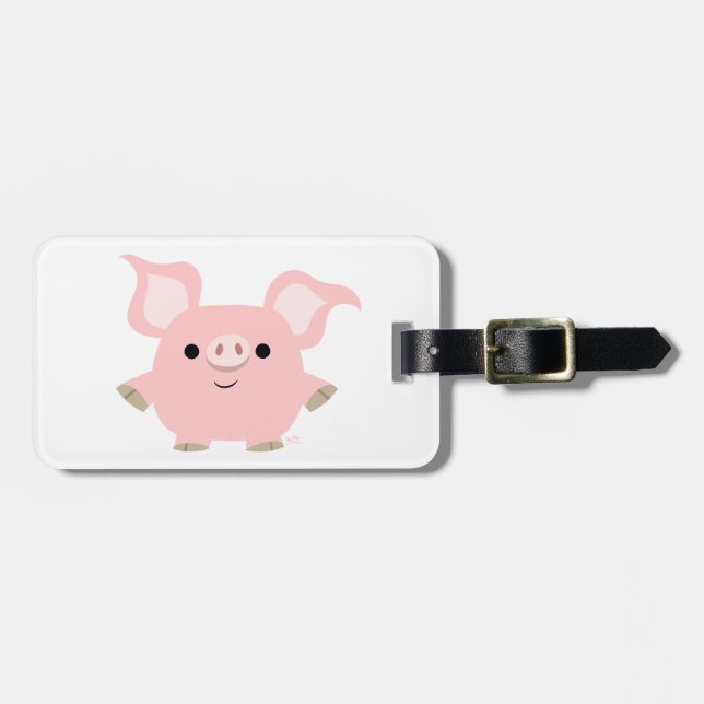Cute Shorty Cartoon Pig Luggage Tag (Front Horizontal)