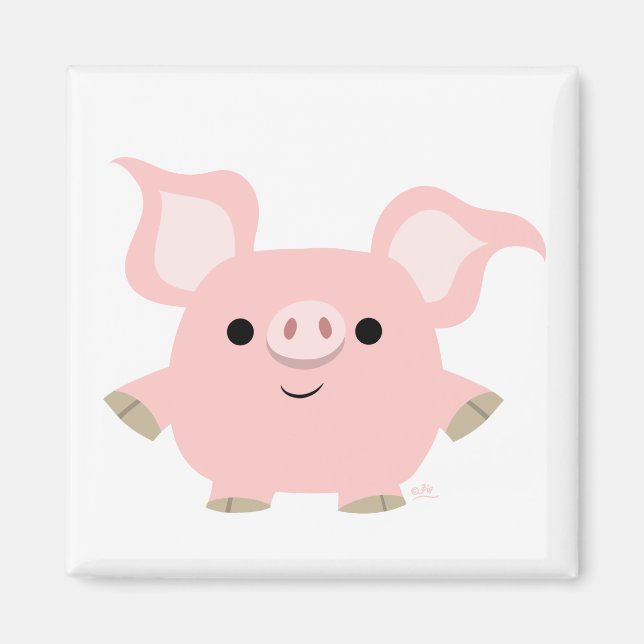 Cute Shorty Cartoon Pig Magnet (Front)