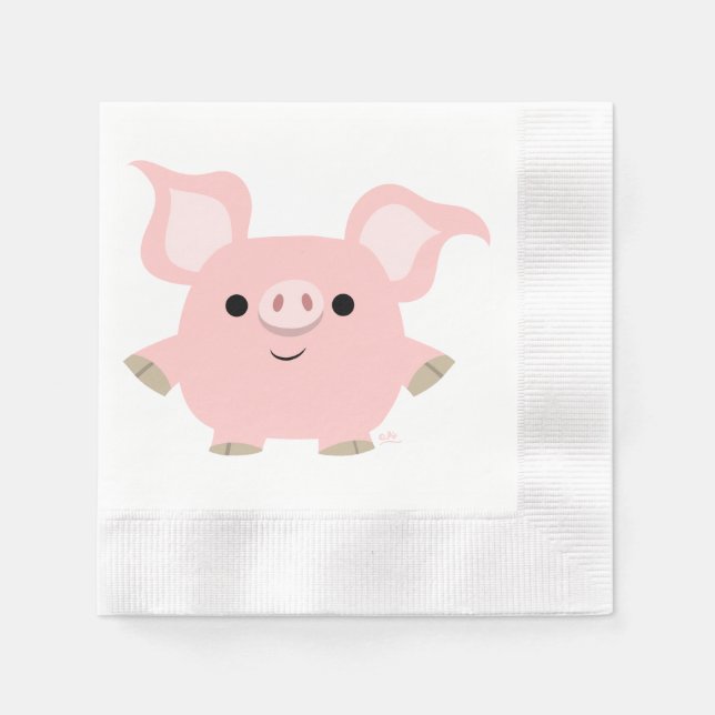 Cute Shorty Cartoon Pig Paper Napkins (Front)