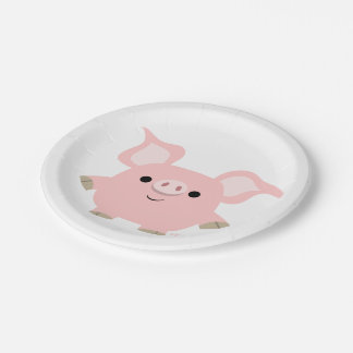 Cute Shorty Cartoon Pig Paper Plates