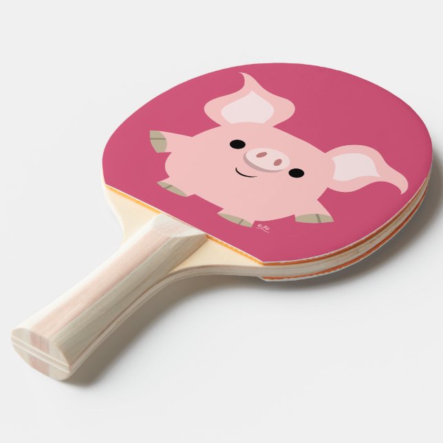Cute Shorty Cartoon Pig Ping Pong Paddle (Front Angle)