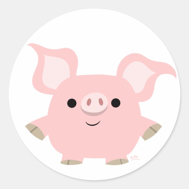 Cute Shorty Cartoon Pig Sticker (Front)