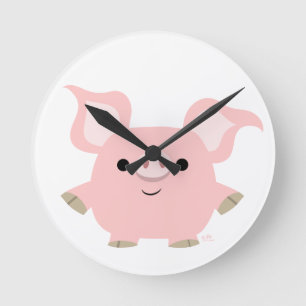 Cute Shorty Cartoon Pig Wall Clock