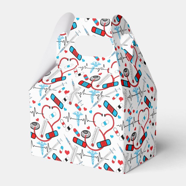 Cute Shot Needles Nurse | Doctor EKG Pattern Favour Box (Back Side)