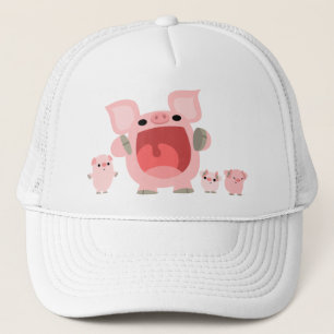 Cute Shouting Cartoon Pigs Hat