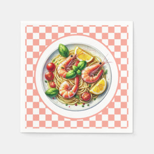 Cute shrimp pasta lovers dinner napkin