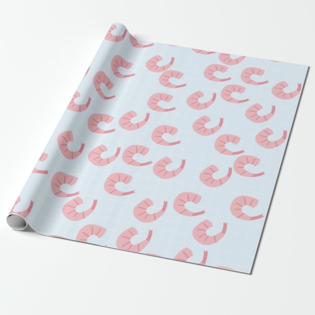Cute Shrimp Wrapping Paper (Unrolled)