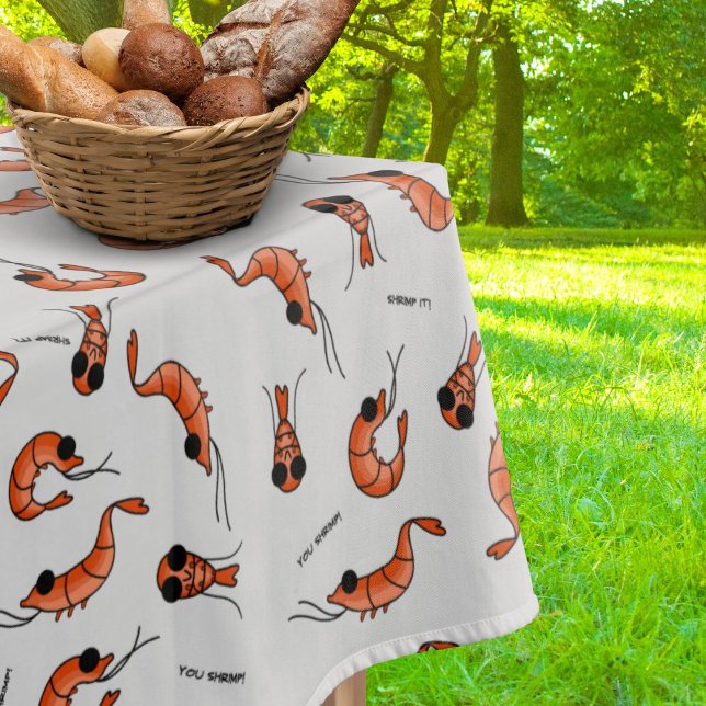 Cute shrimps kawaii seafood table cloth (For an outdoor feast, add a cool shrimp table cloth)