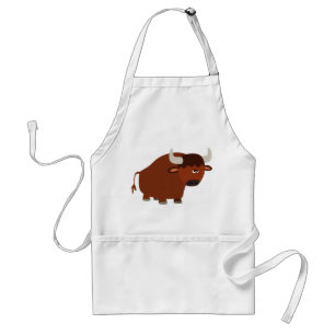 Cute Shy Cartoon Bull Apron