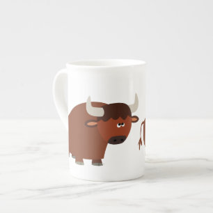 Cute Shy Cartoon Bull China Mug
