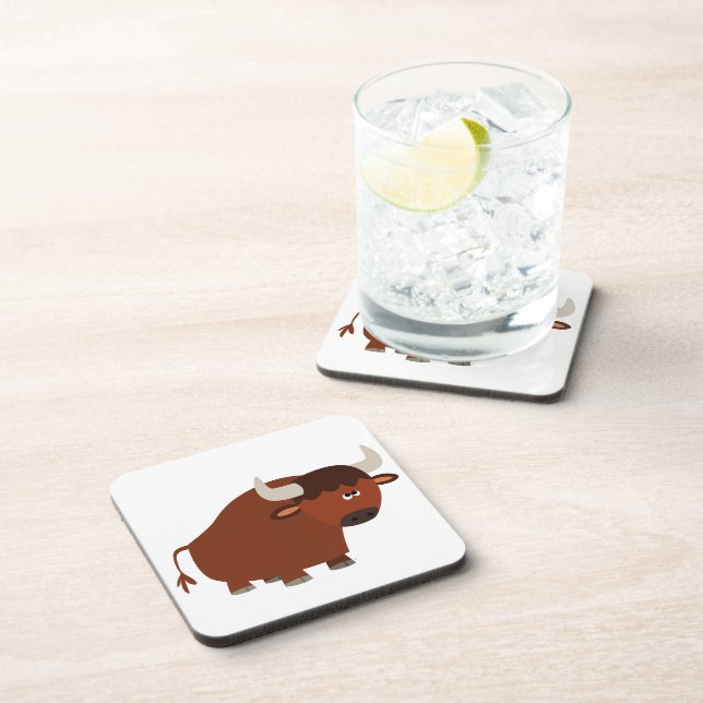 Cute Shy Cartoon Bull Coasters Set (Right Side)