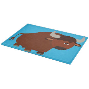 Cute Shy Cartoon Bull Cutting Board