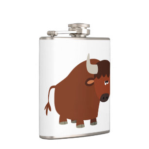 Cute Shy Cartoon Bull Hip Flask