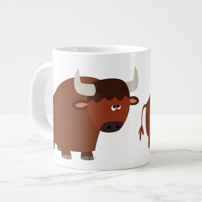 Cute Shy Cartoon Bull Jumbo Mug (Front Left)
