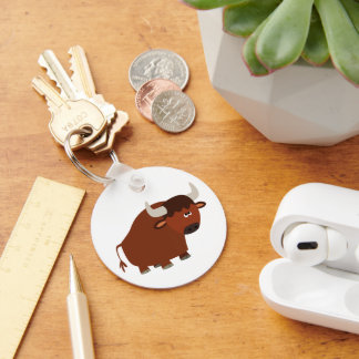 Cute Shy Cartoon Bull Key Ring