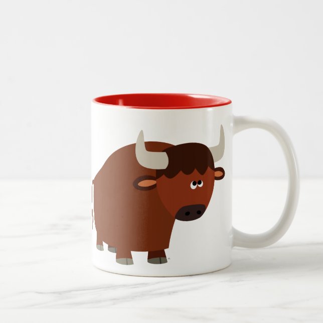 Cute Shy Cartoon Bull Mug (Right)