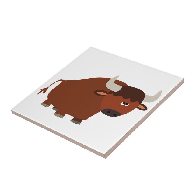 Cute Shy Cartoon Bull Tile (Side)