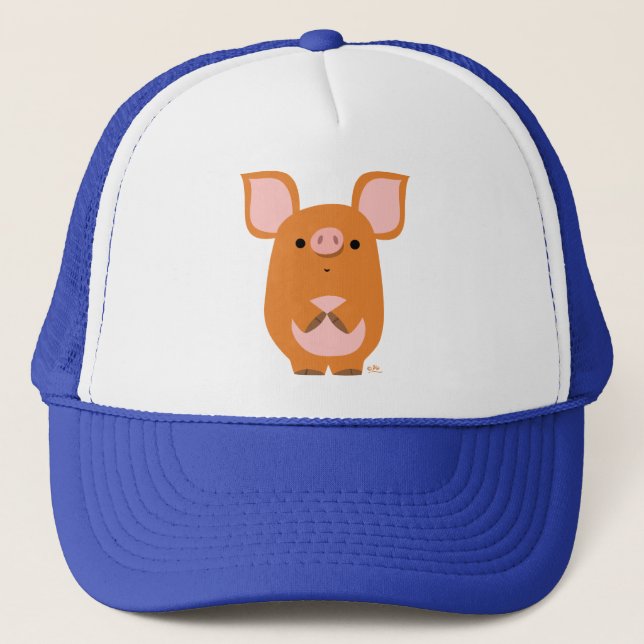 Cute Shy Cartoon Pig Hat (Front)