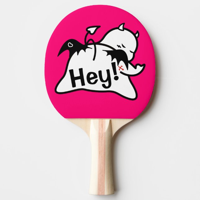 Cute Shy Devil in LOVE Ping Pong Paddle (Front)