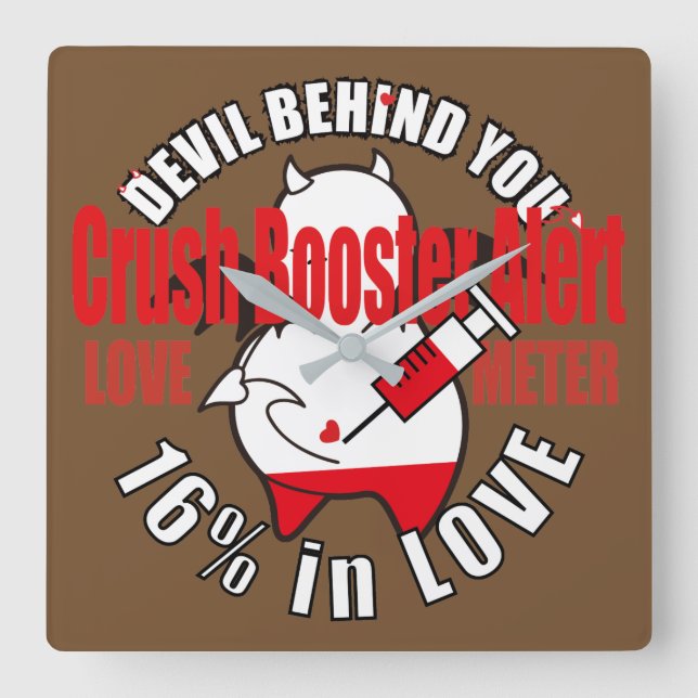 Cute Shy Devil in LOVE Square Wall Clock (Front)