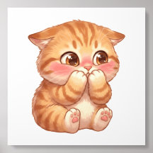 Cute Shy Orange Kitten Blushing Canvas Wall Art