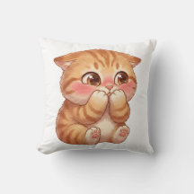 Cute Shy Orange Kitten Blushing Canvas Wall Art