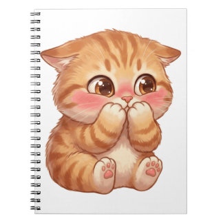 Cute Shy Orange Kitten Blushing Canvas Wall Art Notebook